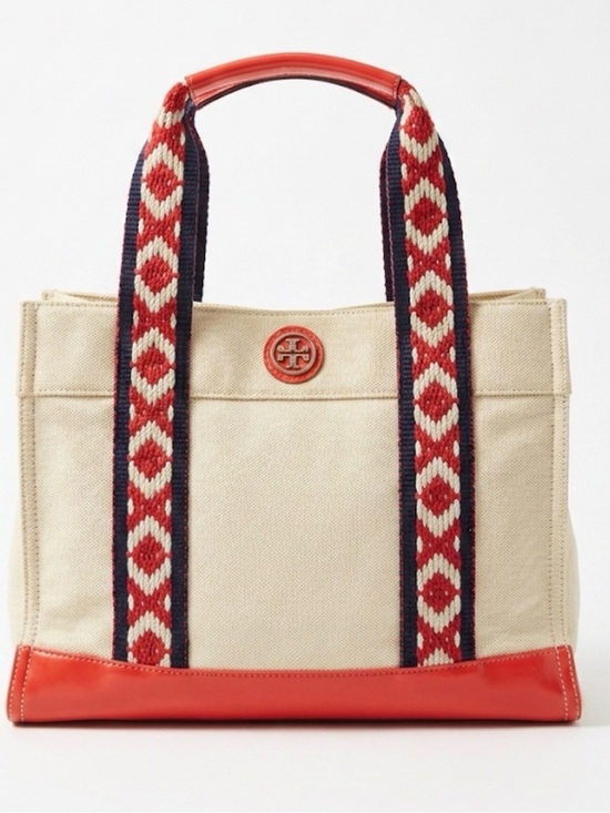 Tory Burch Handbags - Tory Burch Ella Canvas Red Patent Tote